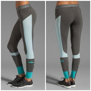 Adidas by Stella McCartney Revolve Blue Gray Color Block Mesh Tight Leggings